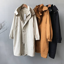 Oversize Women's Long Trench Coat Spring Autumn Hooded Loose Cotton Khaki Windbreakers Female Korean Casual Chic Overcoat J251 2024 - buy cheap