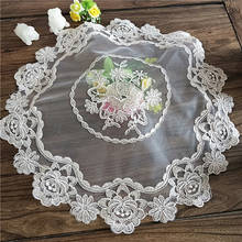 Luxury European Round Lace Embroidered Tablecloth Home Kitchen Placemat Small Balcony Coffee Table Coaster Furniture Dust Cloth 2024 - buy cheap