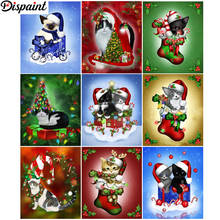 Dispaint 5D Diy Diamond Painting Cross Stitch "Christmas cat landscape" Home Decor Full Rhinestones Inlay Diamond Embroidery 2024 - buy cheap