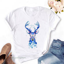 Camiseta Harajuku Kawaii para Mujer, remera con estampado de pintura de acuarela de ciervo, camisetas divertidas para Mujer, Camiseta para Mujer 2024 - compra barato