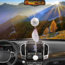 Kit de decoração para automóveis, pingente com bola de cristal diamante, com asa, interior automotivo, espelho retrovisor, pendurado, brilho, ornamento 2024 - compre barato