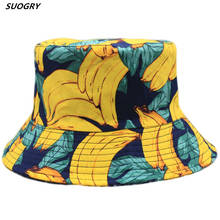 Chapéu de pescador dobrável com estampa de frutas, chapéu de balde unissex de frutas dupla face para pescador e verão 2024 - compre barato