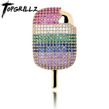 TOPGRILLZ новые Украшенные блестками разноцветные кубические циркониевые подвески в стиле хип-хоп рок модные украшения для подарка для мужчин 2024 - купить недорого