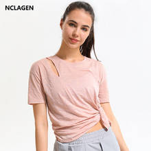 NCLAGEN Sports Tops Gym Women 2021 Short Sleeve Workout Leisure T-shirt Loose And Thin Quick Drying Running Fitness Yoga Blouse 2024 - buy cheap