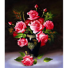 Cross stitch Needlework,DIY,Sets For Embroidery Kit Full Cross-Stitching Silk & Cotton Threads Vase Rose 2024 - buy cheap