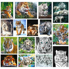 Ponto cruz animais 5d diy parede arte de pintura de diamante kits para adultos tigre bordado quadrado redondo decoração de casa artesanal 2024 - compre barato