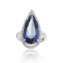 Gem балетки 925 пробы серебра в форме капли воды коктейльное кольцо 7.89ct натуральный мистик кварц-Blueish кольца для Для женщин, хорошее ювелирное изделие 2024 - купить недорого