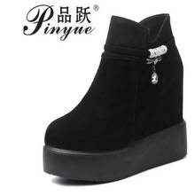 Platform Thick Bottom Shoes Woman Black White Ankle Boots Ladies Hidden Heel Casual Autumn Winter  Boots Ladies Shoes 2024 - buy cheap