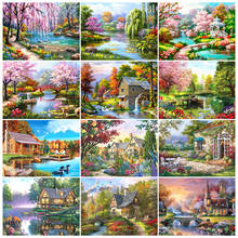 5D DIY Diamond Painting Landscape Rhinestone Art Picture Kit Square/Round House Diamond Embroidery Mosaic Home Decoration Gifts 2024 - buy cheap