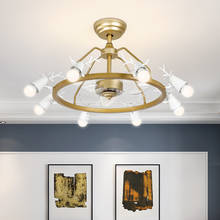 Luminária de teto led, ventilador de teto moderno e nórdico simples, lâmpada invisível com várias frequências, para sala de estar, sala de jantar 2024 - compre barato