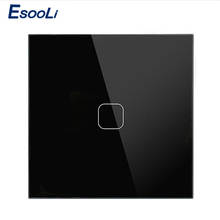 Esooli-interruptor touch de 1/2 lâmpadas led, padrão europeu e gb, painel de vidro, controle por toque inteligente 2024 - compre barato