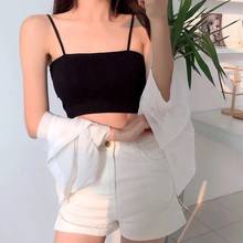 Women Girls Spaghetti Strap Bandeau Tube Top Ribbed Knit Wirefree Basic Camis Removable Padded Casual Wrapped Chest Bustier 2024 - buy cheap
