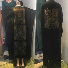 Новая мода, Африканский стиль, длинная Дашики, бриллианты, Золотая одежда, черное платье, калама, свободный и удобный мусульманский халат для леди 2024 - купить недорого