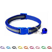 Collar reflectante para gato con campana, Collar de nailon sólido para mascotas, seguro, diseño ultraligero ajustable, 19-32cm 2024 - compra barato