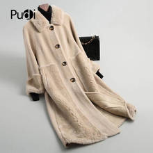 PUDI A18212 Women Winter Real Wool Shearing Lapel Over Size Parka Warm Jacket Girl Coat Lady Long Jacket Over Size Parka 2024 - buy cheap