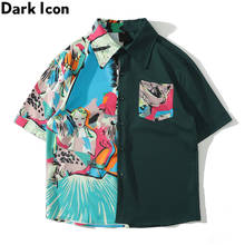 Dark Icon-camisa hawaiana de retazos para hombre, camisa con cuello vuelto, ropa de verano, 2020 2024 - compra barato