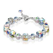 MOONROCY Silver Color CZ Colourful Bracelets Bohemia Geometry Crystal Jewelry Wholesale Dropshipping for Women Girls Gift 2024 - buy cheap