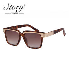 STORY 2019 designer brand fashion ploygon sunglasses women men vintage leopard print female eyeglasses shades for women S961 2024 - buy cheap