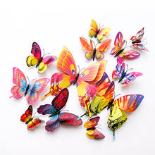 Pegatina de mariposa 3D de doble capa para pared, decoración del hogar, pegatinas magnéticas para nevera, 12 Uds. 2024 - compra barato