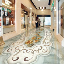 Papel tapiz de suelo de mármol moderno 3D para sala de estar, baño, Hotel, Mural de azulejos de PVC autoadhesivo impermeable, pegatina de flor fresca 2024 - compra barato