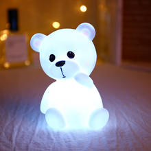 Lâmpada decorativa silicone branco urso forma decoração crianças quarto layout lua luz da noite natal 2024 - compre barato