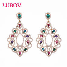 LUBOV Elegant Multi-color Water Drop Big Drop Earrings Crystal Opal Hollow Dangle Earrings for Women Party Jewelry 2019 New 2024 - buy cheap
