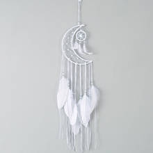 White Moon Crescent Dream Catcher Feather Pendant Home Wall Hanging Decoration Wind Chimes Wedding Home Decor 2024 - buy cheap