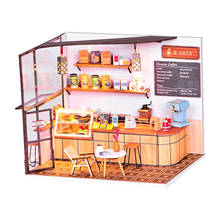 Miniatura para casa de bonecas com ornamentos e móveis, kit diy de casa de boneca de madeira, escala 1:24, mini casa de café 2024 - compre barato