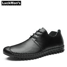 Genuine Leather Loafers Shoes Lace Up Men Casual Shoes Summer New 2019 Breathable Fashion Soft Flat Quality Driving Shoes 2024 - buy cheap
