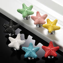 7 Colors Starfish Door Knobs Furniture Handle Doorknob Ceramic Cabinet Handles Drawer Cupboard Kitchen Pull Handle with Screws 2024 - buy cheap