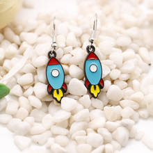 Earrings - Cute Cartoon Space Rocket Shape Astronaut Alloy Series Enamel Earrings Party Fun Children's Gift 2024 - buy cheap