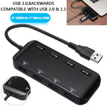 New Arrival 1pc Portable Slim USB 3.0 4 Ports Hub with/ On Off Switch For PC Laptop Macbook Computer Accessories 2024 - buy cheap