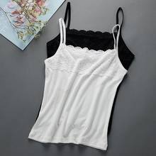 Women Basic Layer Sleeveless Tank Top Scalloped Floral Lace Splicing Chest Slim Camisole Spaghetti Strap Sling Vest 2024 - buy cheap