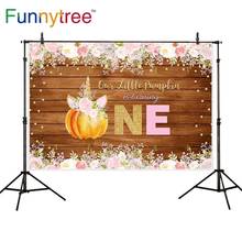 Funnytree backdrop Wood pumpkin unicorn pink girl 1st Baby shower Birthday background photography studio photocall photophone 2024 - buy cheap