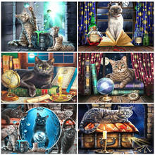 Evershine pintura diamante quadrado completo gato ponto cruz diamante bordado animais imagem strass arte artesanal decoração de casa 2024 - compre barato