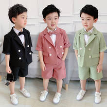 Boys Summer Blazer+Shorts 2Pcs Clothing Set School Kids Uniforms Gentleman Party Suit Children Performance Graduation Dress 2024 - buy cheap