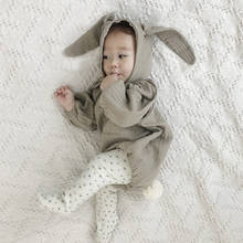 Bebê menina macacão 0-24m da criança do bebê menina sólida macacão de manga longa coelho recém-nascidos roupas de natal do bebê traje 2024 - compre barato