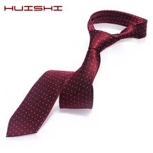 Huishi gravatas masculinas clássicas, 2020, novas, vinho, pontos, preto, escuro, azul, gravata de pescoço para homens, negócios, casamento, 8cm, acessórios de camisa 2024 - compre barato