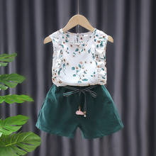 Toddler Clothes 2021 Korean Floral Chiffon Sleeveless Vest Tops and Shorts 2PCS Girls Summer Clothes Kids Bebes Infant Outfits 2024 - buy cheap