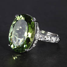 Anéis de prata esterlina 925 sólida genuína para mulheres, peridoto oval, joias, elegantes, tamanho ajustável, atacado 2024 - compre barato