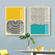 Arte de parede abstrata geométrica moderna, multicolorida, vermelho, azul, tela de pintura, poster e galeria de impressão, decoração de casa, sala de estar 2024 - compre barato