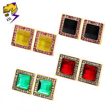 Red/Black Crystal Stone Square Stud Earrings Female Gold Color Stainless Steel Women's Earrings Fashion Jewelry Best Friend Gift 2024 - buy cheap