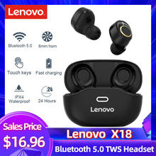 Lenovo x18 bluetooth 5.0 fones de ouvido sem fio mini tws fones de ouvido esporte fone de ouvido in-ear fones de controle de toque com microfone caso de carregamento 2024 - compre barato