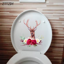 ZTTZDY 21.2×24.9CM Wreath Deer Head Creative Cartoon Home Wall Stickers Funny WC Toilet Decoration T2-1085 2024 - buy cheap