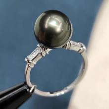 D813 жемчужное кольцо, хорошее ювелирное изделие, 18 К, золото, природа, Круглый, 10-11 мм, морская вода, Таити, жемчуг, кольца для женщин, подарки на день рождения 2024 - купить недорого