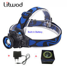 Litwod z10  Q5 LED Frontal Led Headlamp Headlight Flashlight Rechargeable Lampe Torch Head lamp Build-In Battery + Charger 2024 - buy cheap