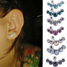 1Pc Surgical Steel Cartilage Stud Earring Stud Piercing Labret Stud Body Jewelry Opal & AB Gem Ear Helix Tragus Bar 2024 - buy cheap