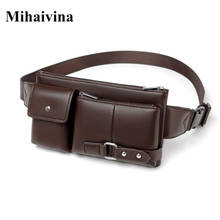 Mihaivin-bolsa de cintura de couro pu, vintage, para viagem, cinto de peito, para celular, cinto de quadril, pochete 2024 - compre barato