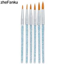 6Pcs Professional Manicure UV Gel Nail Brush Pen Transparent Acrylic Nail Art Painting Drawing Dotting Brush Tools 2024 - buy cheap