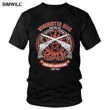 Винтажная супернатуральная Мужская футболка с коротким рукавом Winchester Bros, Охотничья футболка, крутая Ретро футболка с графическим принтом для ТВ-шоу, идея для подарка, одежда 2024 - купить недорого